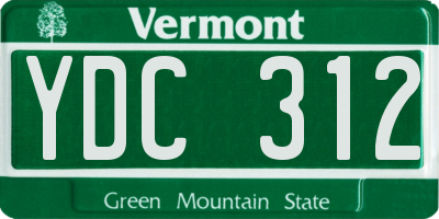 VT license plate YDC312
