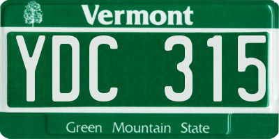 VT license plate YDC315