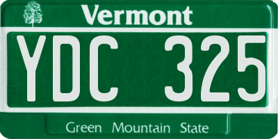 VT license plate YDC325
