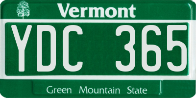 VT license plate YDC365