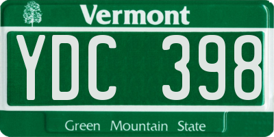 VT license plate YDC398