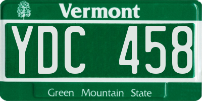 VT license plate YDC458