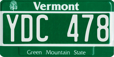 VT license plate YDC478