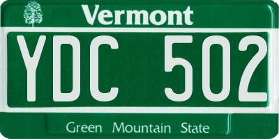 VT license plate YDC502