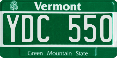 VT license plate YDC550