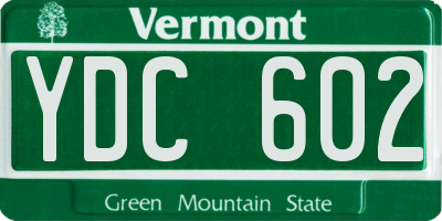 VT license plate YDC602