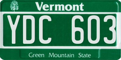 VT license plate YDC603