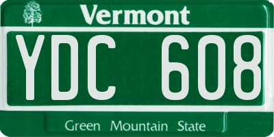 VT license plate YDC608