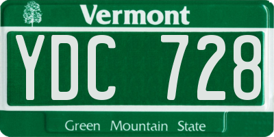 VT license plate YDC728
