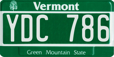 VT license plate YDC786