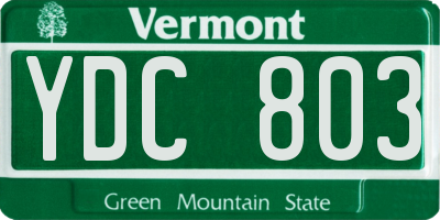 VT license plate YDC803