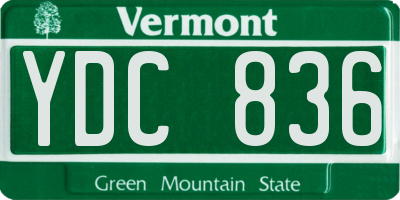 VT license plate YDC836
