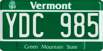 VT license plate YDC985