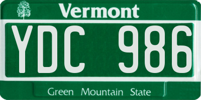 VT license plate YDC986