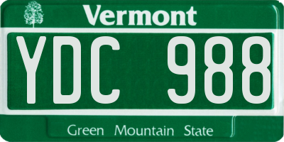 VT license plate YDC988