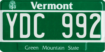 VT license plate YDC992