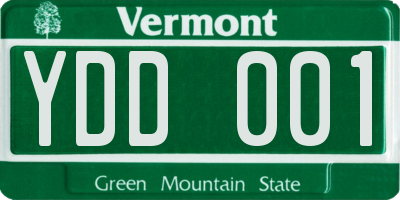 VT license plate YDD001