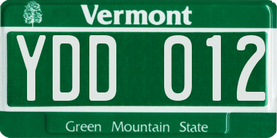 VT license plate YDD012