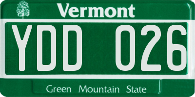 VT license plate YDD026