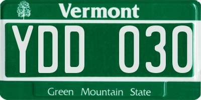 VT license plate YDD030