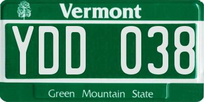 VT license plate YDD038