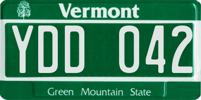 VT license plate YDD042