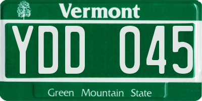 VT license plate YDD045
