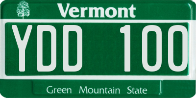 VT license plate YDD100