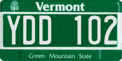 VT license plate YDD102