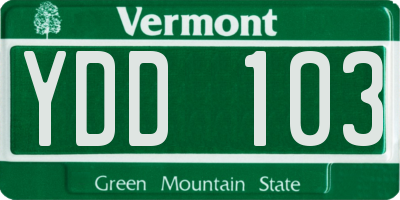 VT license plate YDD103