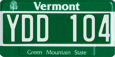VT license plate YDD104