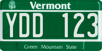 VT license plate YDD123