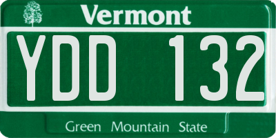 VT license plate YDD132