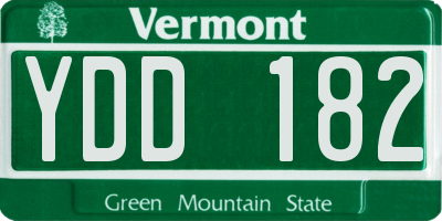 VT license plate YDD182