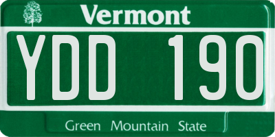 VT license plate YDD190