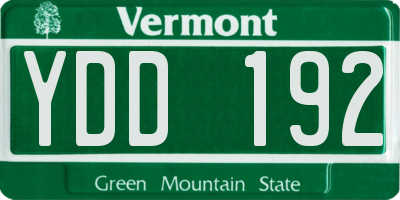 VT license plate YDD192