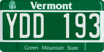 VT license plate YDD193