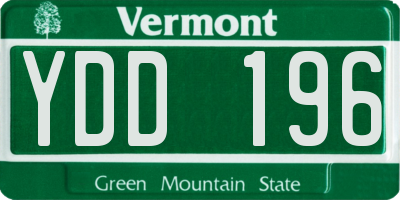 VT license plate YDD196