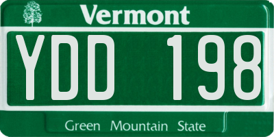 VT license plate YDD198