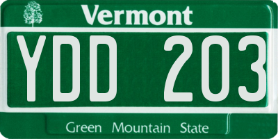 VT license plate YDD203