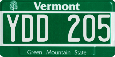 VT license plate YDD205