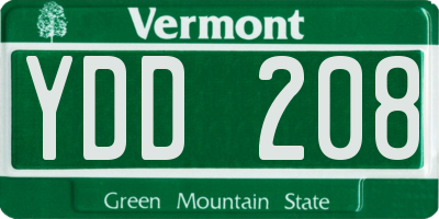 VT license plate YDD208