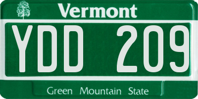 VT license plate YDD209