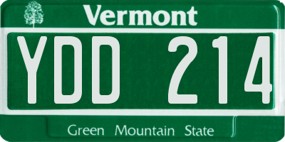 VT license plate YDD214