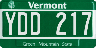 VT license plate YDD217