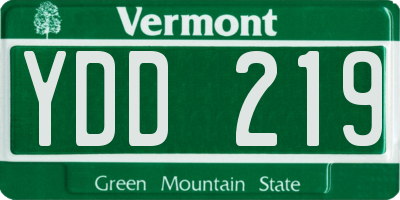 VT license plate YDD219