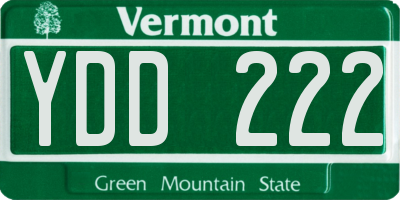 VT license plate YDD222