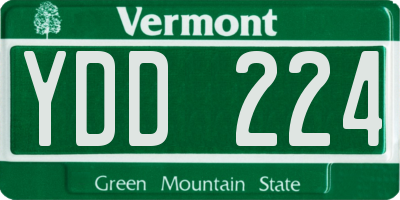VT license plate YDD224
