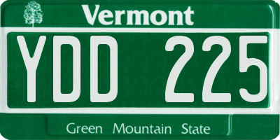 VT license plate YDD225