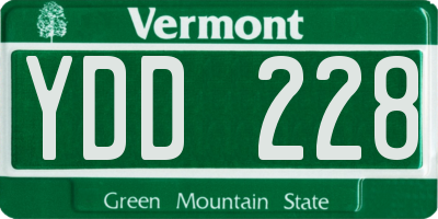 VT license plate YDD228